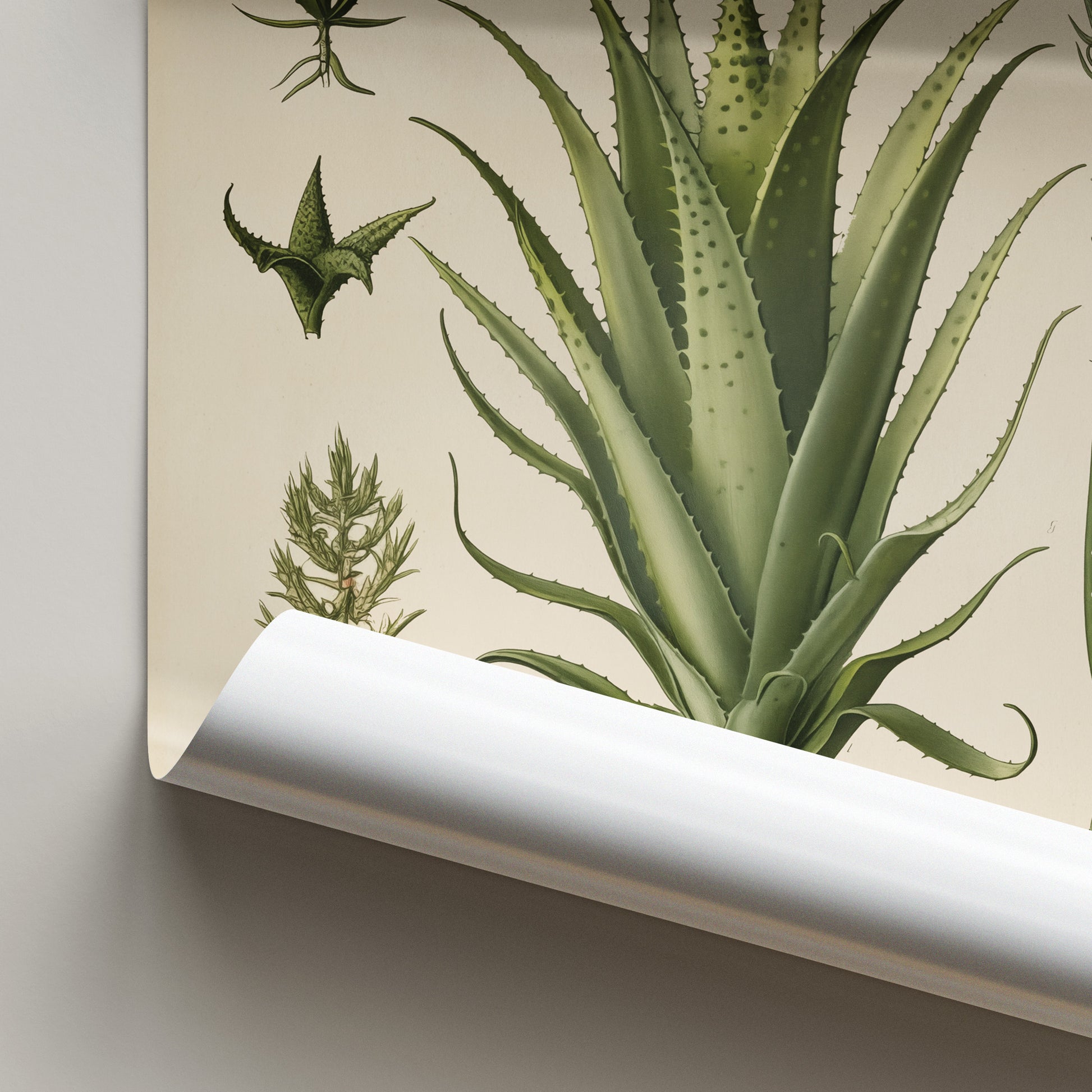 aloe vera plant painting Vintage Aloe Vera Botanical Print